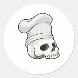 Skull som Cook med Chef hat Runt Klistermärke