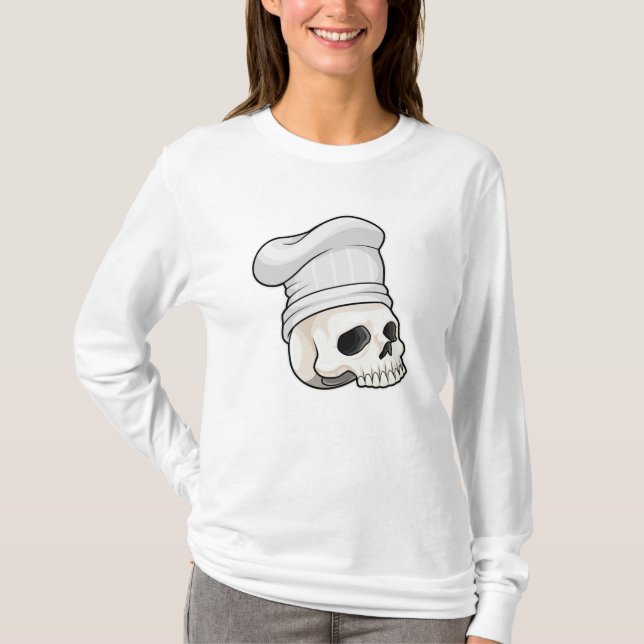 Skull som Cook med Chef hat T Shirt (Framsida)