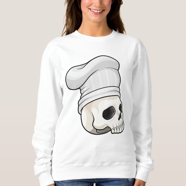 Skull som Cook med Chef hat T Shirt (Framsida)