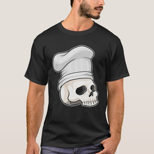Skull som Cook med Chef hat T Shirt (Framsida)