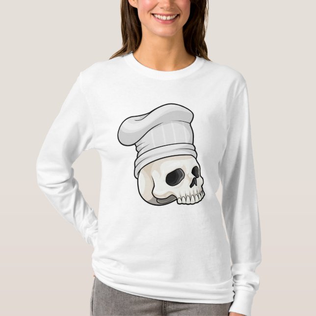 Skull som Cook med Chef hat T Shirt (Framsida)