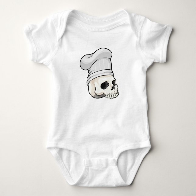 Skull som Cook med Chef hat T Shirt (Framsida)