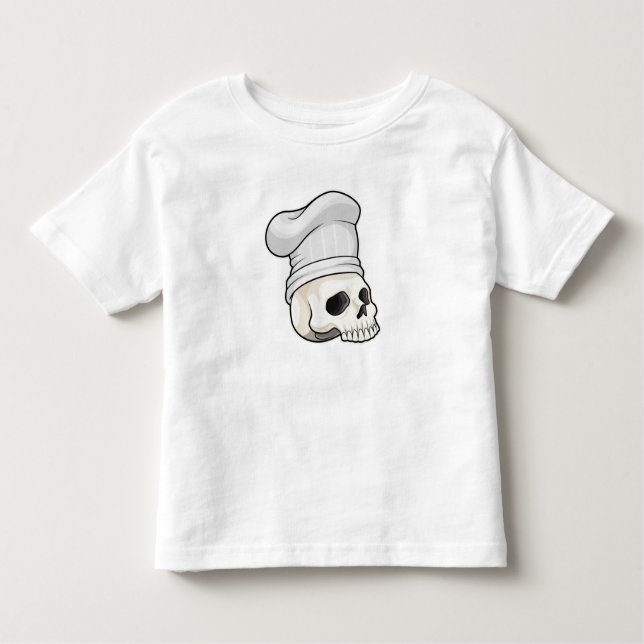 Skull som Cook med Chef hat T Shirt (Framsida)
