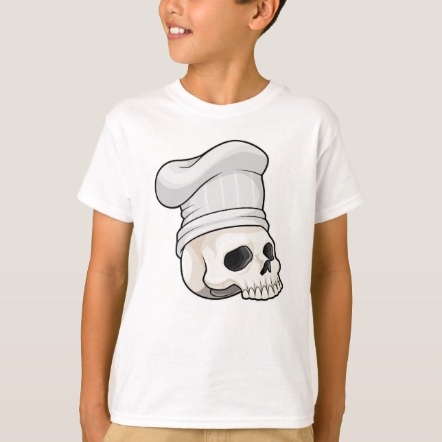 Skull som Cook med Chef hat T Shirt (Framsida)