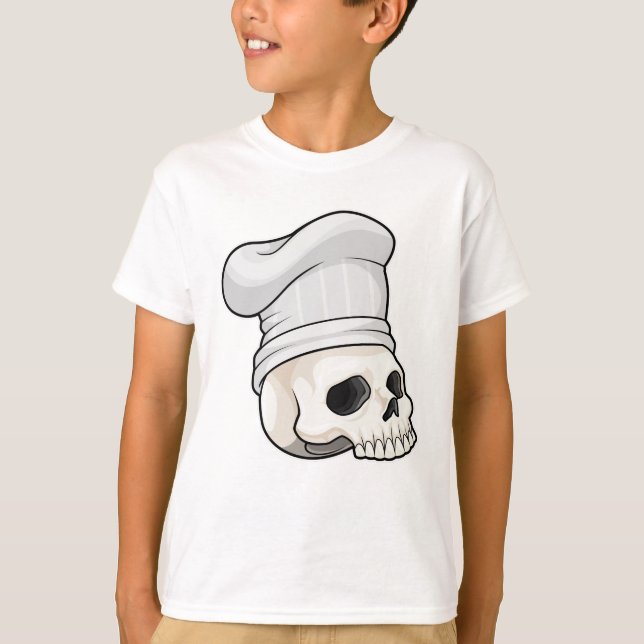 Skull som Cook med Chef hat T Shirt (Framsida)