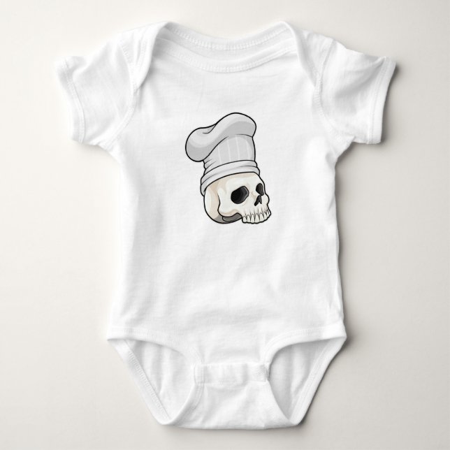 Skull som Cook med Chef hat T Shirt (Framsida)