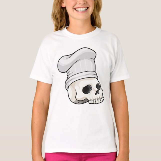 Skull som Cook med Chef hat T Shirt (Framsida)