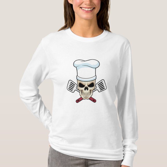 Skull som Cook med kokande hatt T Shirt (Framsida)