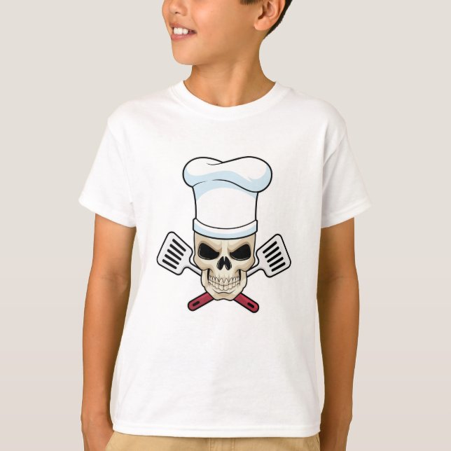 Skull som Cook med kokande hatt T Shirt (Framsida)
