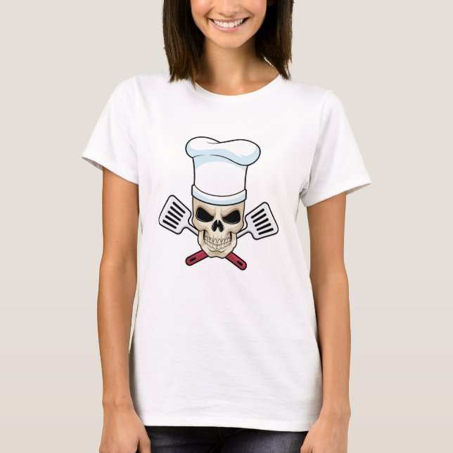 Skull som Cook med kokande hatt T Shirt (Framsida)