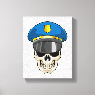 Skull som polis med polishatt canvastryck
