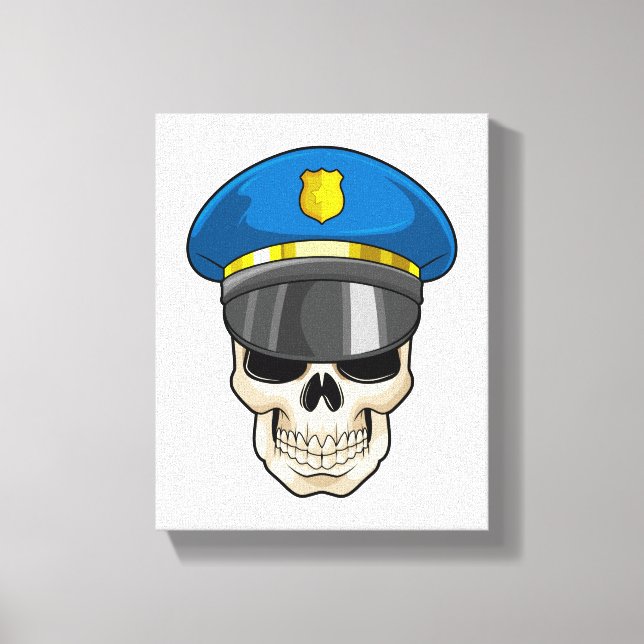 Skull som polis med polishatt canvastryck (Framsida)