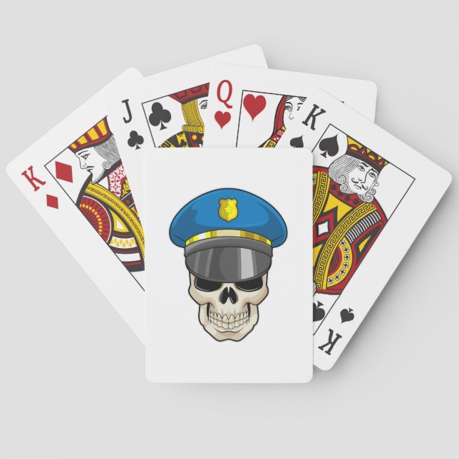 Skull som polis med polishatt casinokort (Baksidan)
