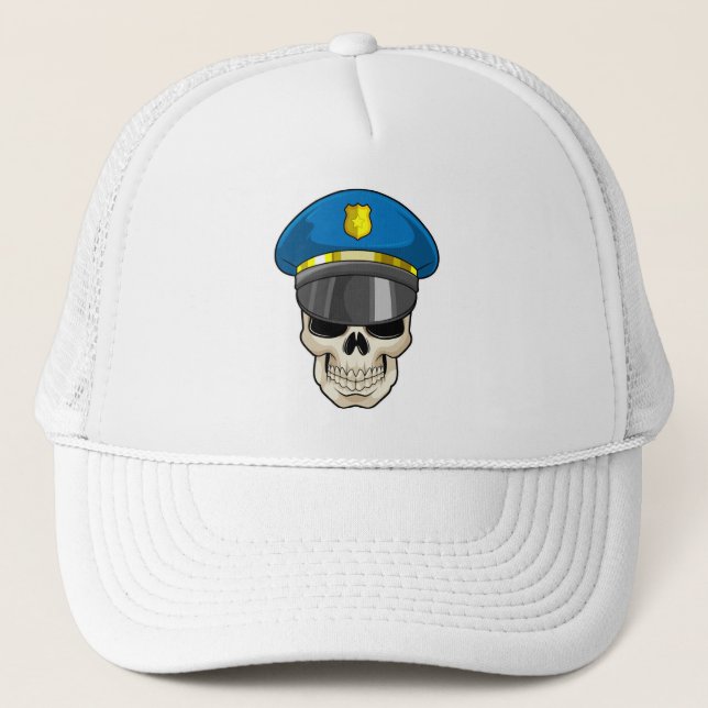 Skull som polis med polishatt keps (Framsida)