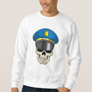 Skull som polis med polishatt lång ärmad tröja