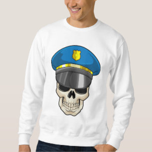 Skull som polis med polishatt lång ärmad tröja