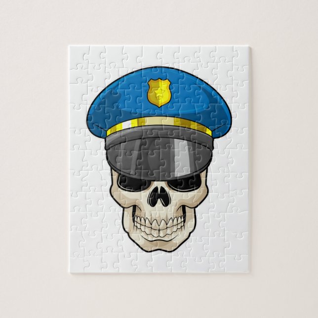 Skull som polis med polishatt pussel (Vertikal)