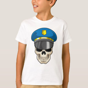 Skull som polis med polishatt t shirt