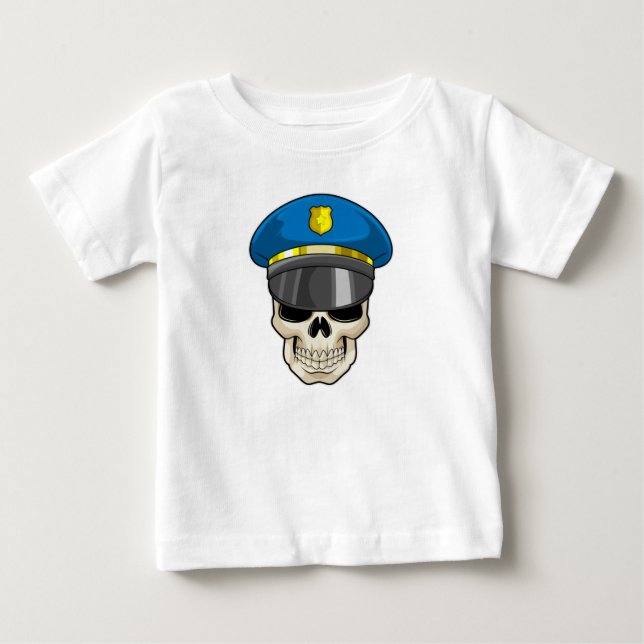 Skull som polis med polishatt t shirt (Framsida)