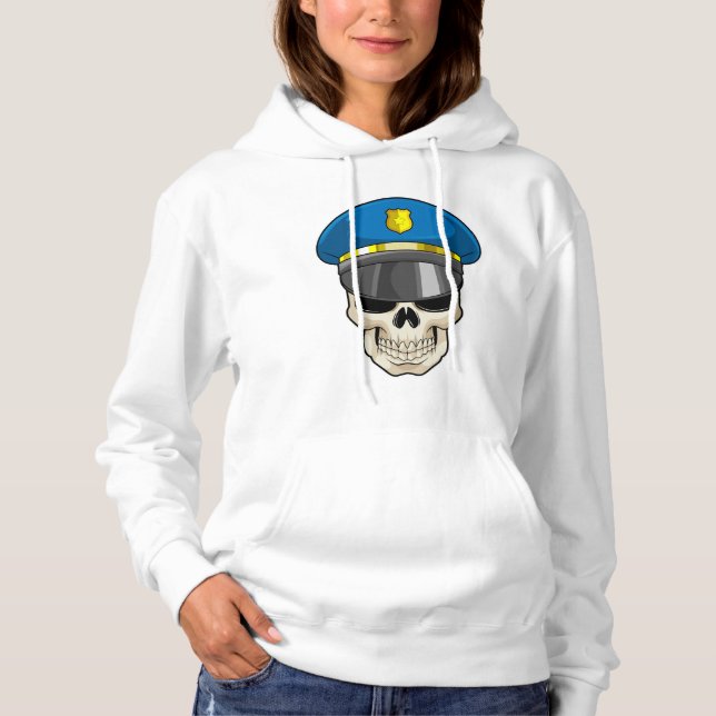 Skull som polis med polishatt t shirt (Framsida)