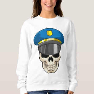 Skull som polis med polishatt t shirt