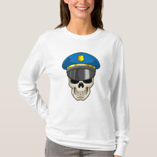 Skull som polis med polishatt t shirt