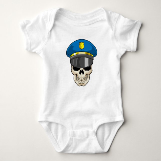 Skull som polis med polishatt t shirt (Framsida)