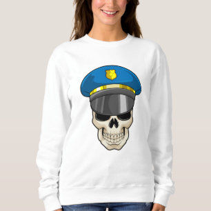 Skull som polis med polishatt t shirt