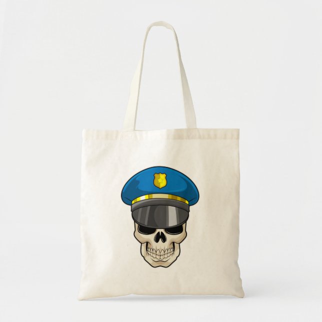 Skull som polis med polishatt tygkasse (Framsidan)