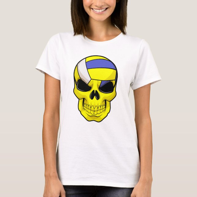 Skull som Volleyball-spelare med Volleyball T Shirt (Framsida)