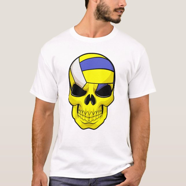 Skull som Volleyball-spelare med Volleyball T Shirt (Framsida)