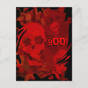 Skull Specters Red swirl 'Boo!' vykort