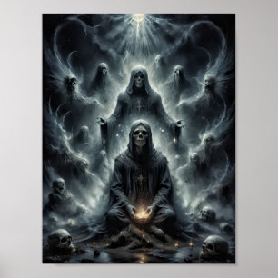 Skull spöken adept som ber om be poster