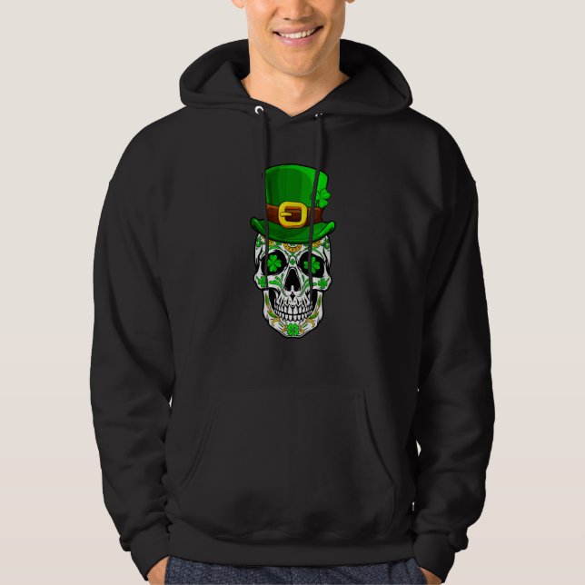 Skull St Patricks Day Irish Saint Patricks Day of  Hoodie (Framsida)