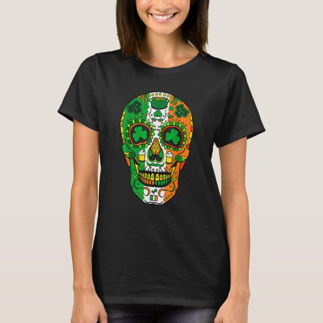 Skull St Patricks Day Irish Saint Patricks Day of  T Shirt (Framsida)