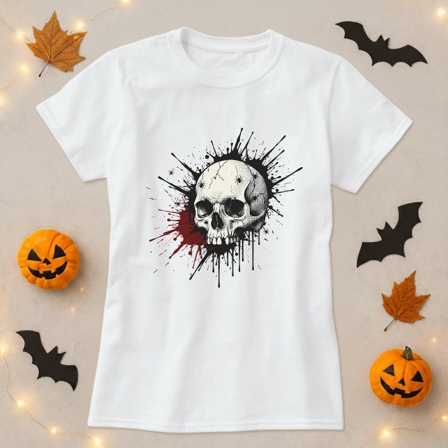 Skull Stänk Halloween T Shirt (Skapare uppladdad)