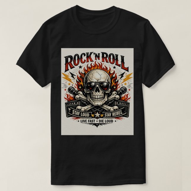 Skull Star: Den Ultimata Rock & Roll Grafiken T Shirt (Design framsida)