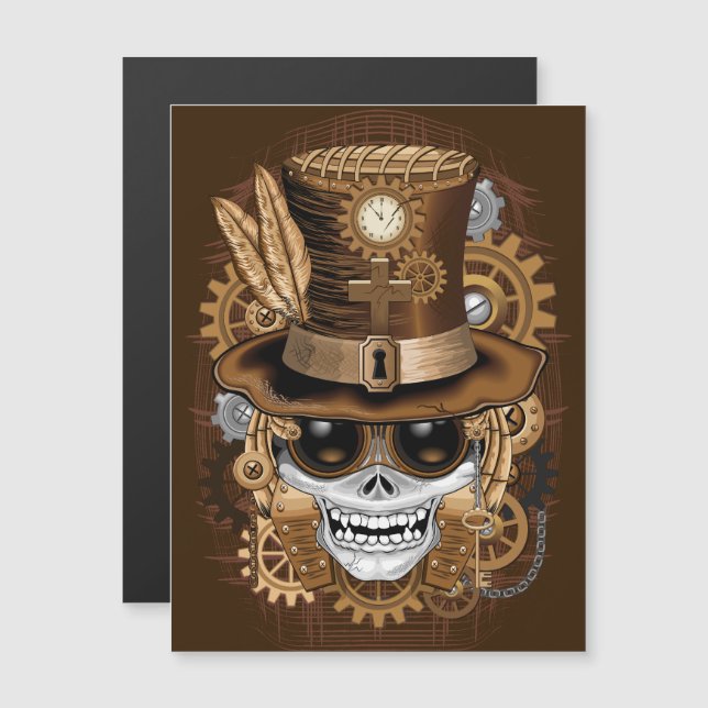 Skull Steampunk Voodoo Retro Maskin (Fram/baksida)