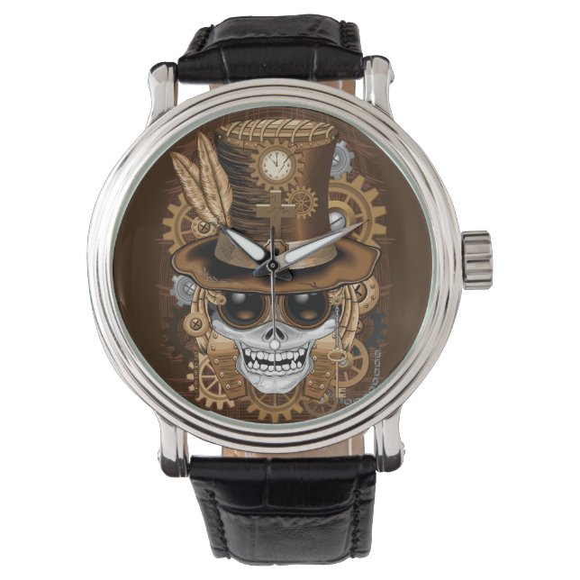 Skull Steampunk Voodoo Retro Maskin Armbandsur (Framsida)