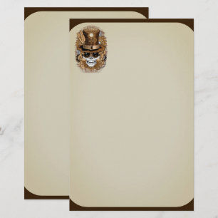 Skull Steampunk Voodoo Retro Maskin Brevpapper