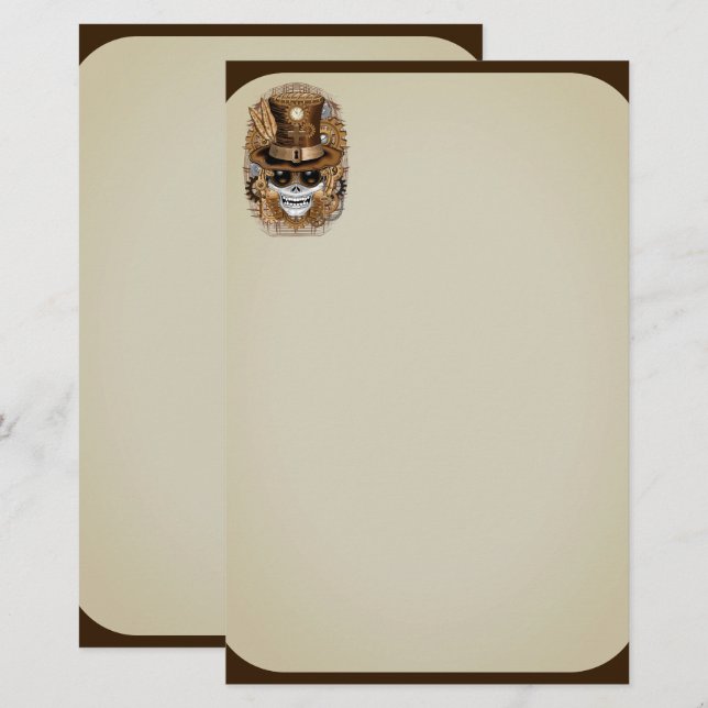 Skull Steampunk Voodoo Retro Maskin Brevpapper (Fram/baksida)