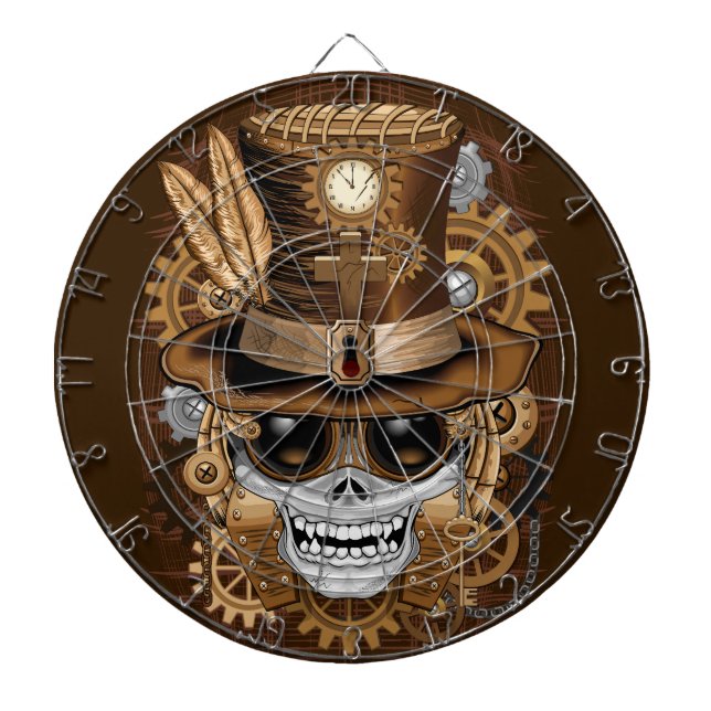 Skull Steampunk Voodoo Retro Maskin Darttavla (Framsidan)