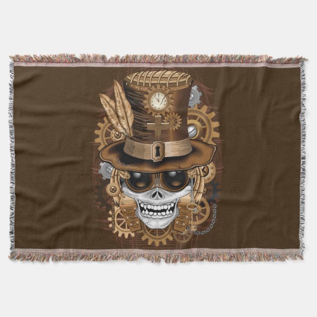 Skull Steampunk Voodoo Retro Maskin Filt (Framsidan)