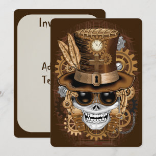 Skull Steampunk Voodoo Retro Maskin Inbjudningar