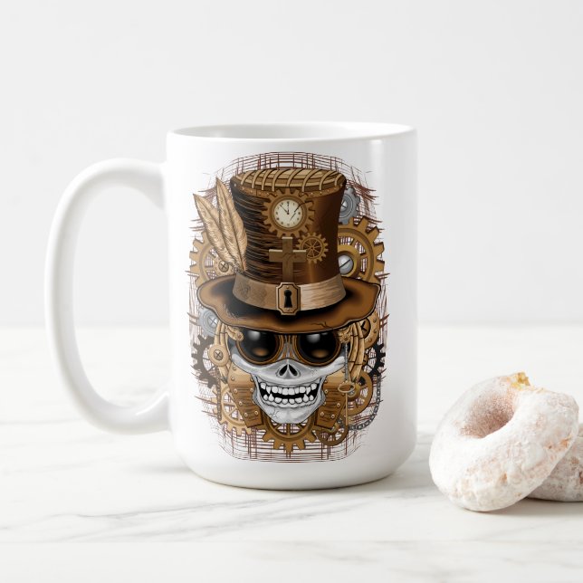 Skull Steampunk Voodoo Retro Maskin Kaffemugg (Med munk)