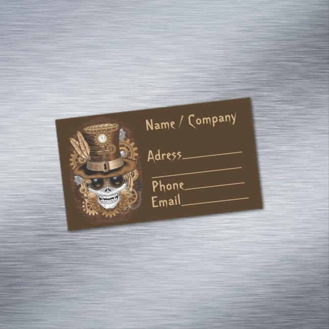 Skull Steampunk Voodoo Retro Maskin Magnetiska Visitkort (In Situ)