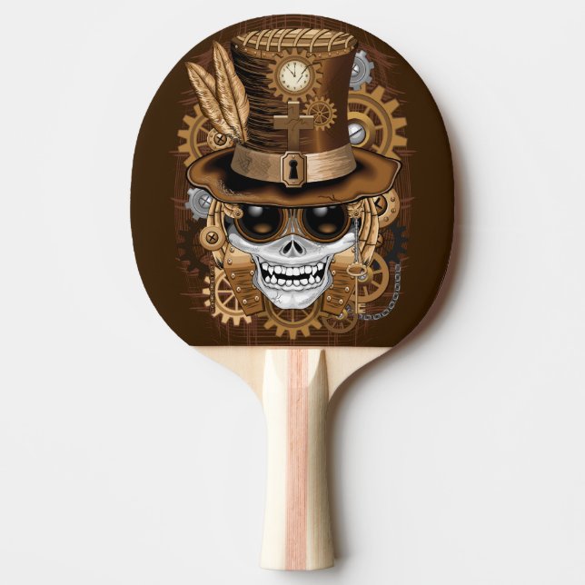 Skull Steampunk Voodoo Retro Maskin Pingisracket (Framsidan)