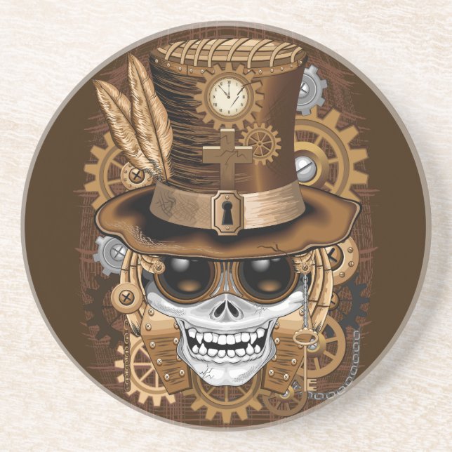 Skull Steampunk Voodoo Retro Maskin Underlägg (Framsidan)
