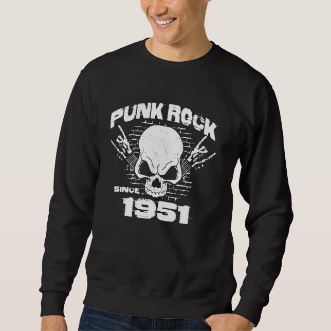 Skull Sten Händer 73:e födelsedagen - Punk Sten se Lång Ärmad Tröja (Framsida)