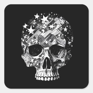 Skull & stjärnor IV Fyrkantigt Klistermärke